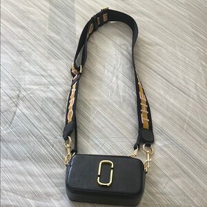 Marc Jacobs Black Crossbody Snapshot Bag with Gold Hardware